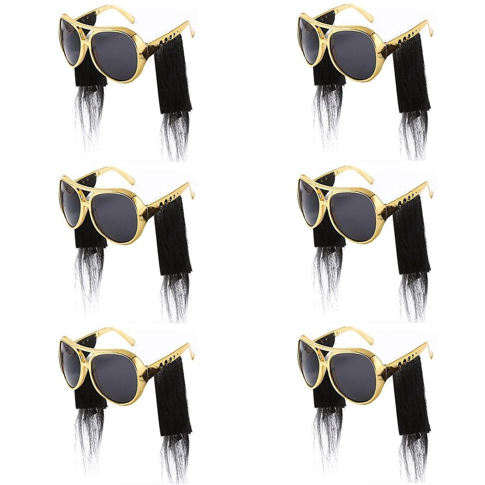 1569 50’s 60’s Disco Sunglasses with Sideburns Rockstar Golden Celebrity